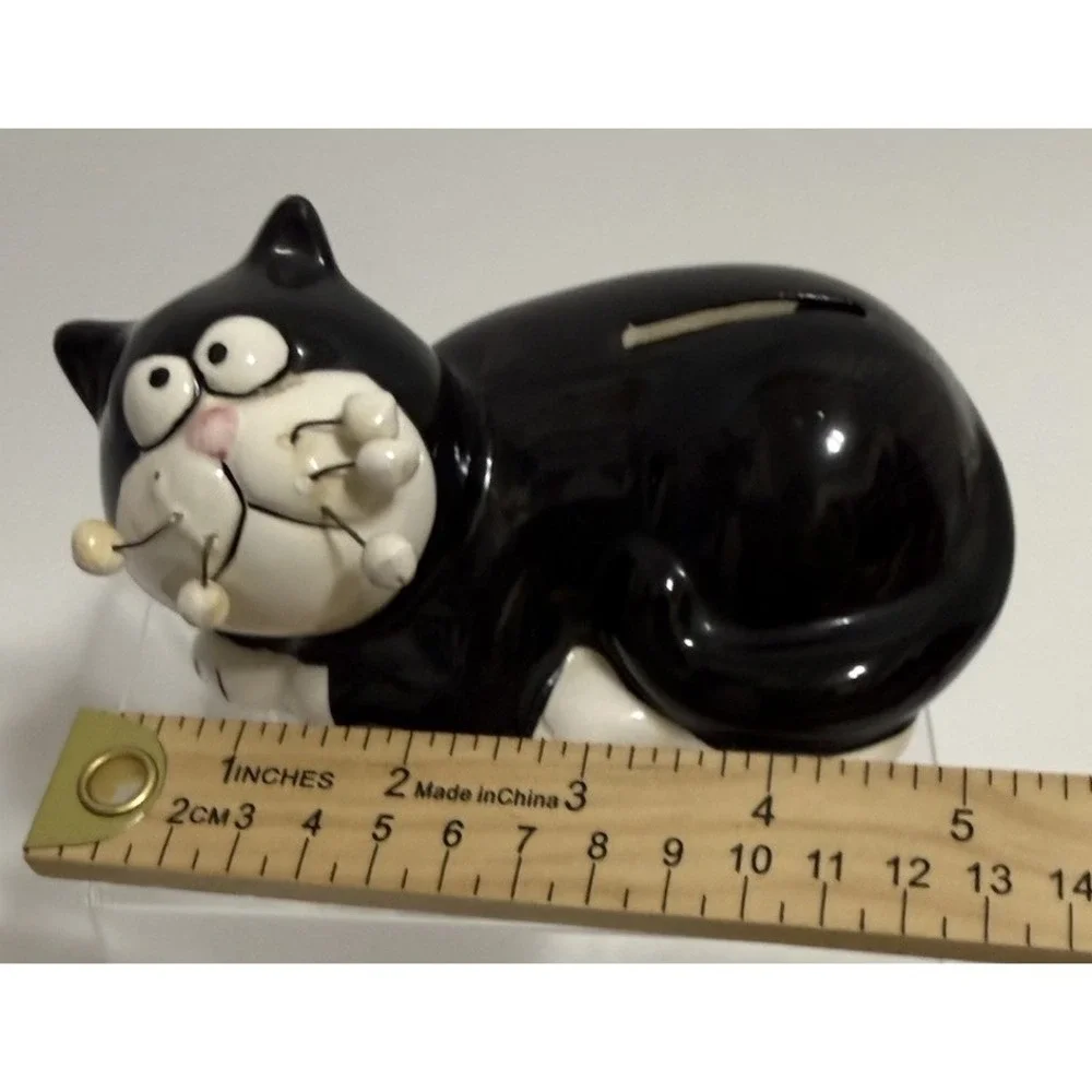 Whimsical Black Cat Coin Bank K's Collection Ceramic Kitty Savings Bank 6